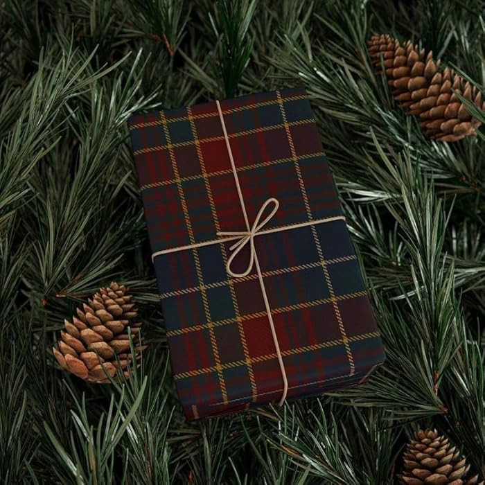 Heritage Plaid Wrapping Paper, Vintage Checkered Gift Wrap Roll and Sheets, Bulk Tartan Packaging... | Amazon (US)