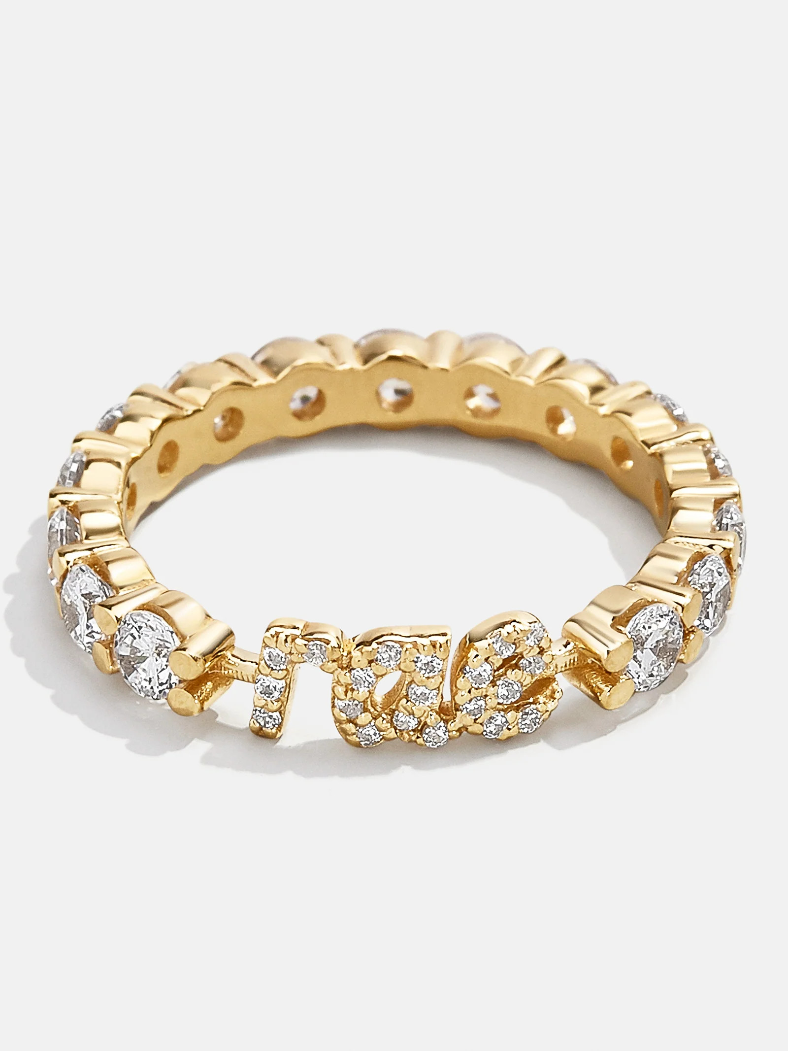 14K Gold Custom Script Ring - Gold/Pavé | BaubleBar (US)