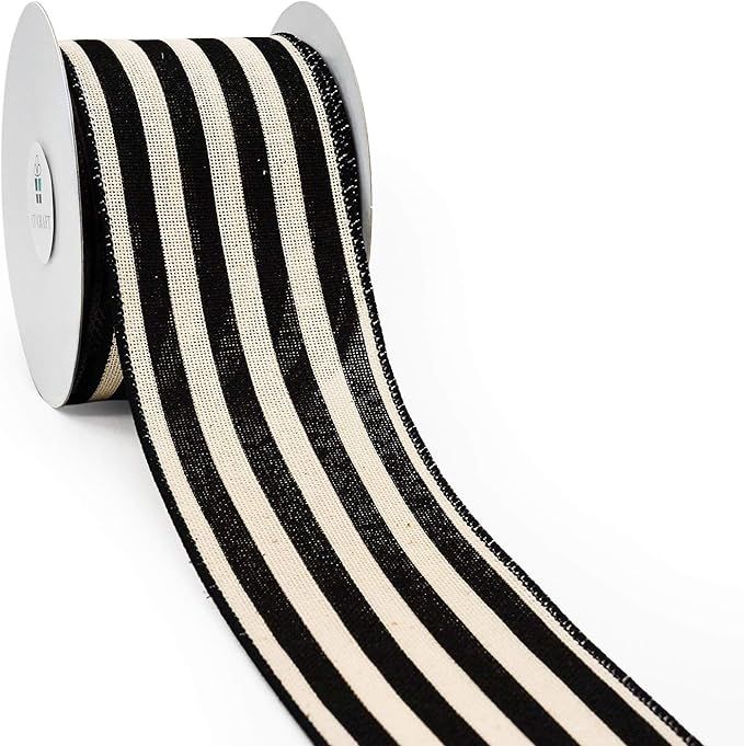 CT CRAFT LLC Stripes Canvas Cotton Ribbon for Home Decor, Gift Wrapping, DIY Crafts, 2.5 Inch x 1... | Amazon (US)