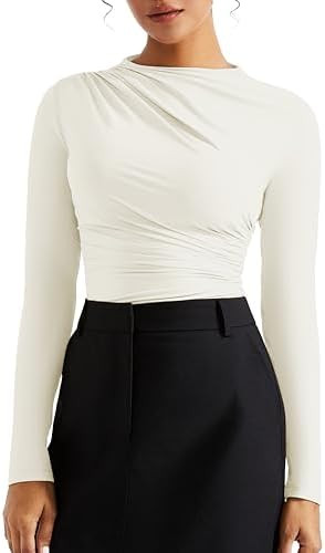 SUUKSESS Women Business Casual Long Sleeve Tops Double Lined Basic T Shirts | Amazon (US)