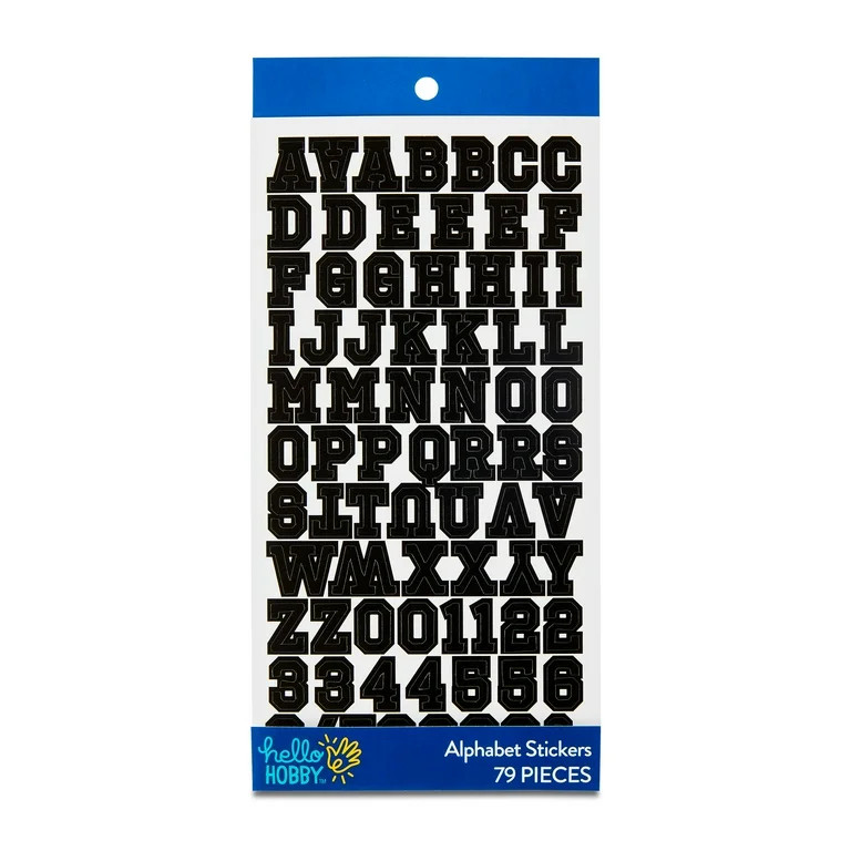 Hello Hobby Black Print Block Alphabet Stickers, 79 Count | Walmart (US)