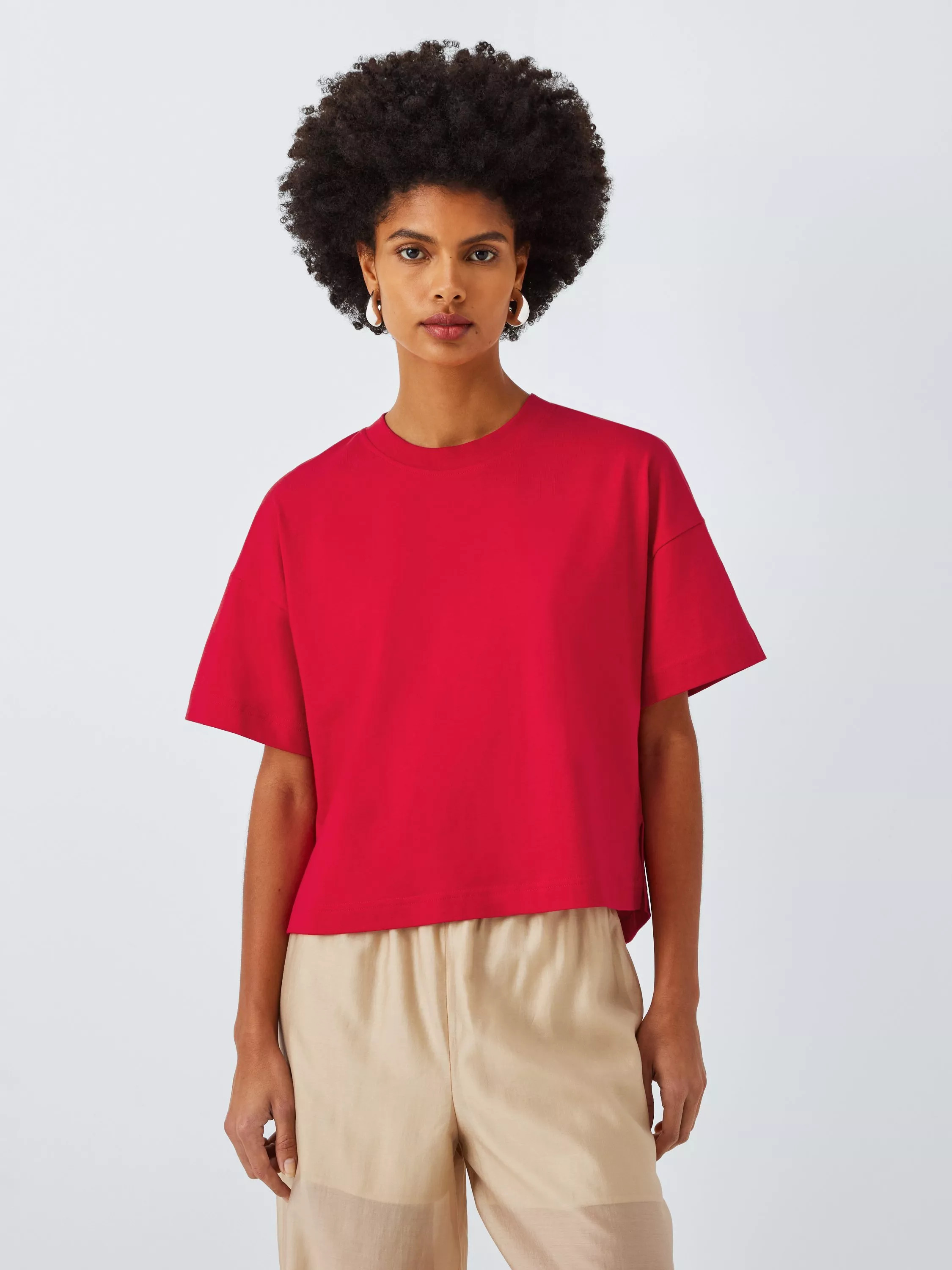 John Lewis ANYDAY Boxy Fit T-Shirt, Red | John Lewis (UK)