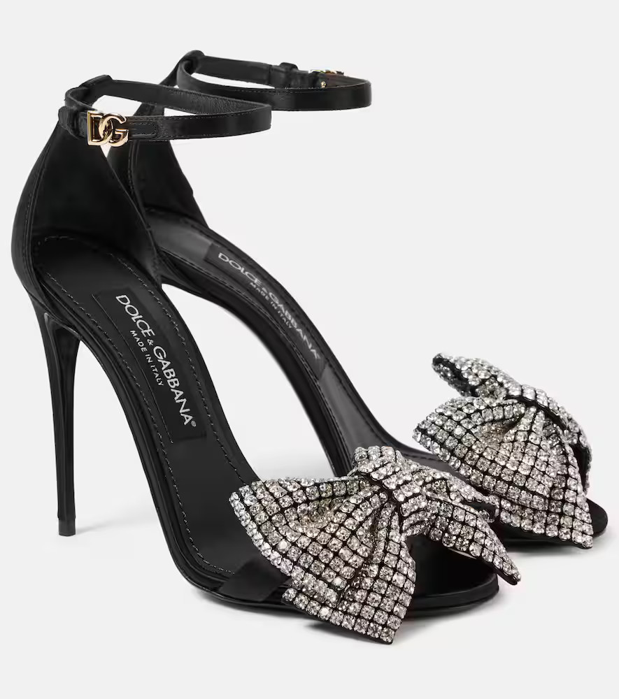 Dolce&Gabbana Bow Tie crystal-embellished satin sandals | Mytheresa (INTL)