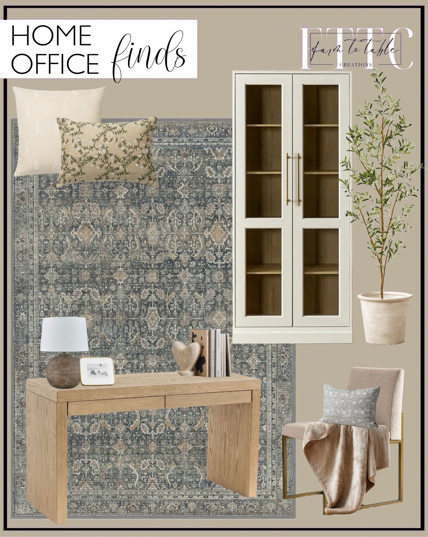 Home Office Finds.  Follow @farmtotablecreations on Instagram for more inspiration.

Machine Washable Area Rug. Mopio Blake Tall Display Cabinet, Kitchen Buffet Pantry Cabinet, Trophy Display Case, Storage Cabinet Scratch Resistant Acrylic, Modern Farmhouse Curio Cabinet with Doors & Shelves. Canton Ceramic Planter. 82” Faux Olive Tree in Planter. Malaeya Table Lamp. Upholstered Desk Chair. Dillon Writing Desk. Artisan Studio Heart Object. Heart shaped book ends. Radius Frames. Cozy Cloud Plush Throw. Mira Pillow Cover. Zaria Block Print Pillow Cover. Gia Pillow Cover. 

Home Office | Spring Artwork | Framed Art | Console Table | Dining Room | Dining Room Artwork | Bathroom Finds | Bedroom Finds | Bedroom Furniture | nightstands | Home Decor| Fireplace Decor | Spring Refresh |  Bedroom Finds | Neutral Stems | Spring Stems | Bookshelf Decor | Bedroom Space | Cozy  Corner | Bathroom | Curated Entryway | Spring  Decor | End of Year Clearance | Trending Decor | Viral Decor  | Coffee Table Decor | Neutral Decor | Fall Stem Sale | Target Finds | Skinny Bench | Bedroom | Living Room | Breakfast Nook | Amazon Home | Target Sale | Loloi Rugs | Magnolia Home | console table | console table styling | faux stems | entryway space | front porch decor | neutral decor | entryway decor | cozy home | affordable decor |  home decor | home inspiration | console styling | entryway rug | cozy moody home | moody home decor | neutral home | bathroom decor | living room | spring decor | Hearth & Hand | Studio McGee | 2025 Home Trends | trending home | Crate&Barrel 




#LTKFindsUnder50 #LTKHome #LTKSaleAlert
