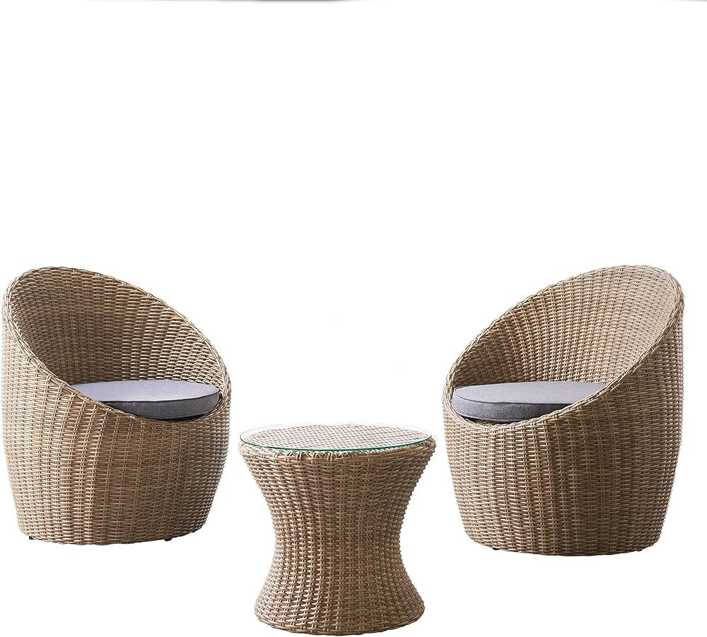 Alaterre Furniture Strafford All-Weather Wicker Outdoor Set with Two Chairs and 18" H Cocktail Ta... | Amazon (US)