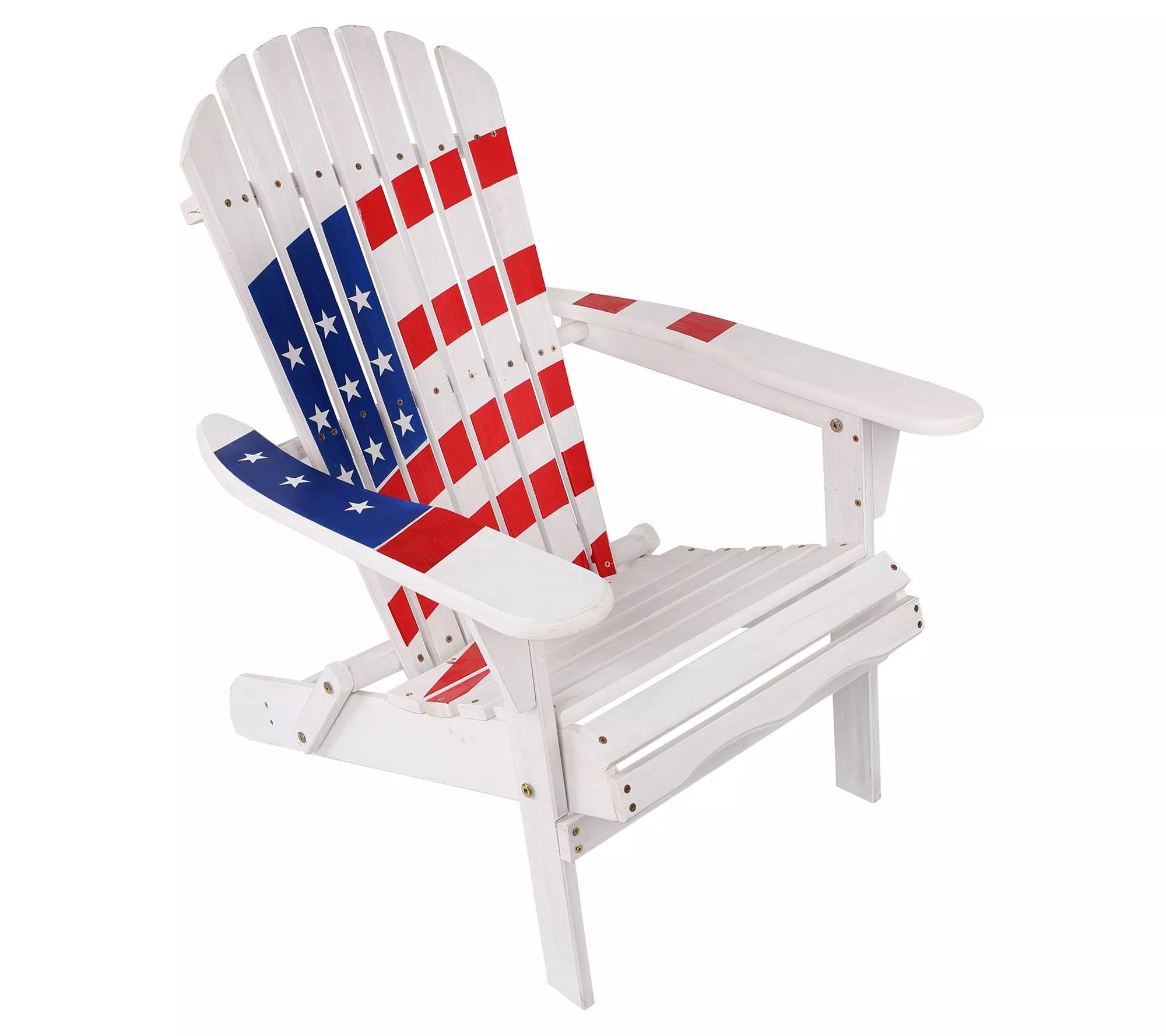 LuxenHome Adirondack USA Flag Patriotic OutdoorWood Chair - QVC.com | QVC