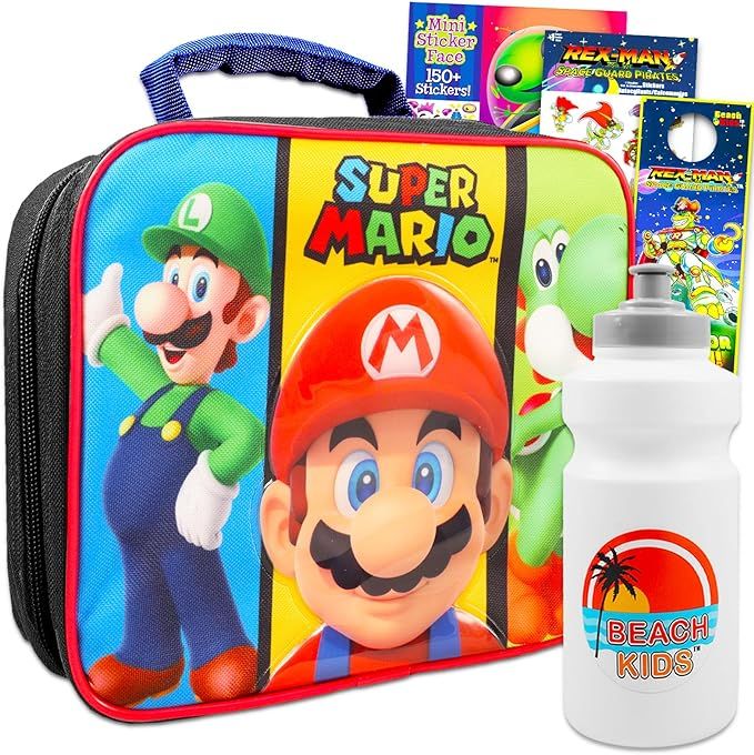 Super Mario Lunch Box for Kids Set - Bundle with Mario Lunch Bag Plus Stickers, Water Bottle, Mor... | Amazon (US)
