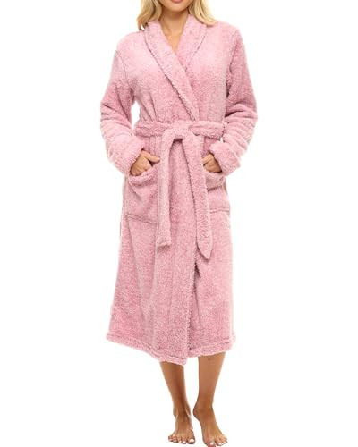 Alexander Del Rossa Fluffy Fuzzy Robe for Women, Warm Soft Fluffy Robes for Women, Womens Robe Fuzzy Heathered Mauve Small (A0302CMVSM) | Amazon (US)
