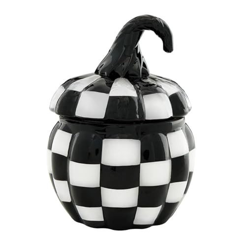 47th & Main Scented Candles for Fall Black Checkered Pumpkin-Shaped Glass Candle, Small, Oud Gold | Amazon (US)
