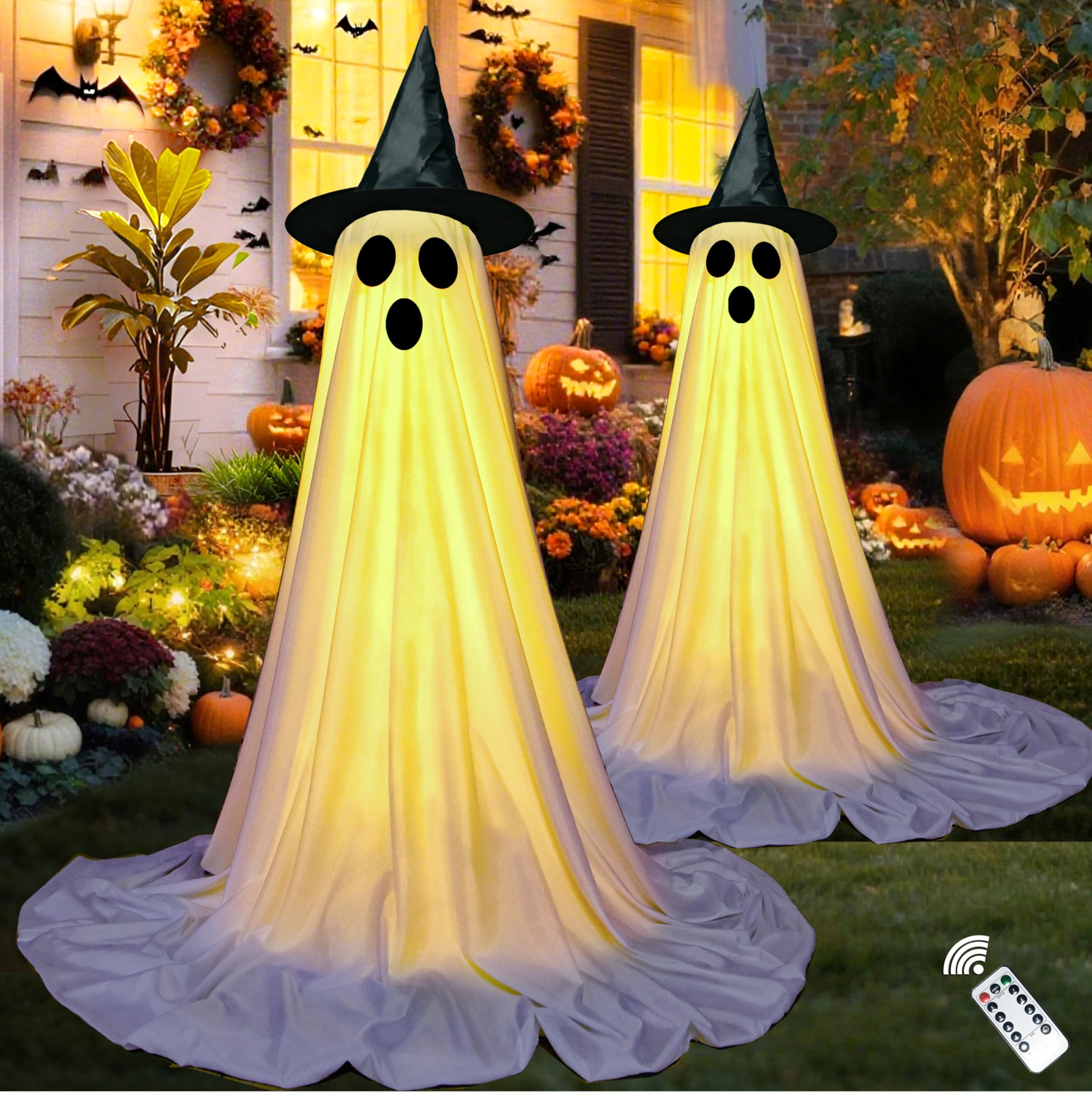 2Packs Halloween Decorations-Halloween Decorations Outdoor,Light Up Spooky Ghost Decoration Indoo... | Amazon (US)