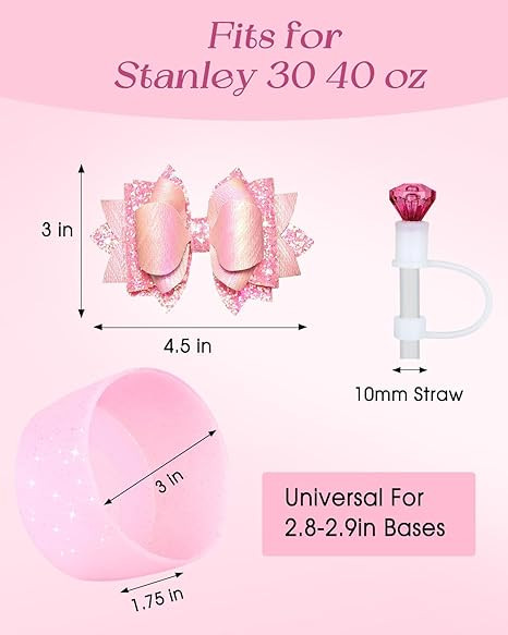 Cup Boot with Straw Cover for Stanley 40 30 oz - Cute Bow Straw Topper and Diamond Caps with Bott... | Amazon (US)