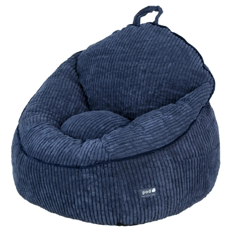 Room Revival Compressed Foam Bean Bag Chair for Kids, Navy Blue | Walmart (US)