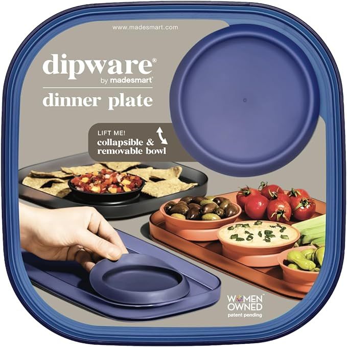 madesmart dipware Dinner Plate with Collapsible and Removable Dip Bowl for Meals and Appetizers; ... | Amazon (US)
