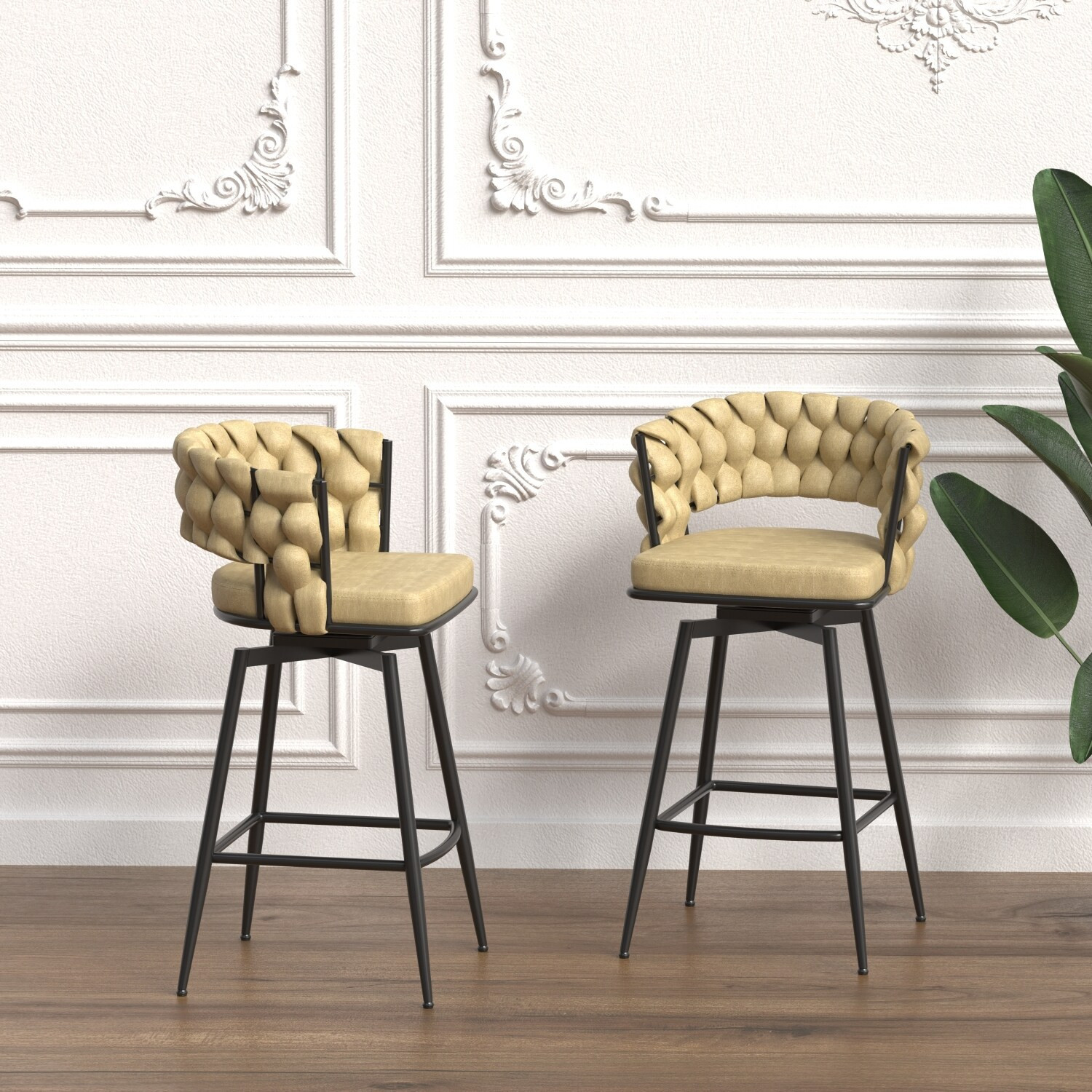 Streamdale Furniture Streamdale Premium Swivel Barstools with Woven Backrest Rubber one_size | W2189131687 | Lowe's