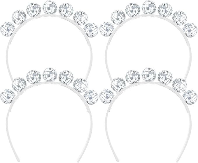 Hicarer 4 Pcs Christmas Disco Ball Headband for Women, Disco Headband Accessories, 1970s Retro Si... | Amazon (US)