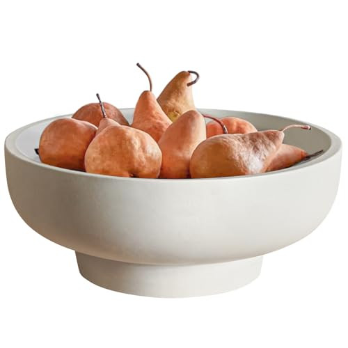 Large Decorative Bowl, Concrete Fruit Bowl for Kitchen Counter, White Decorative Bowls for Home D... | Amazon (US)