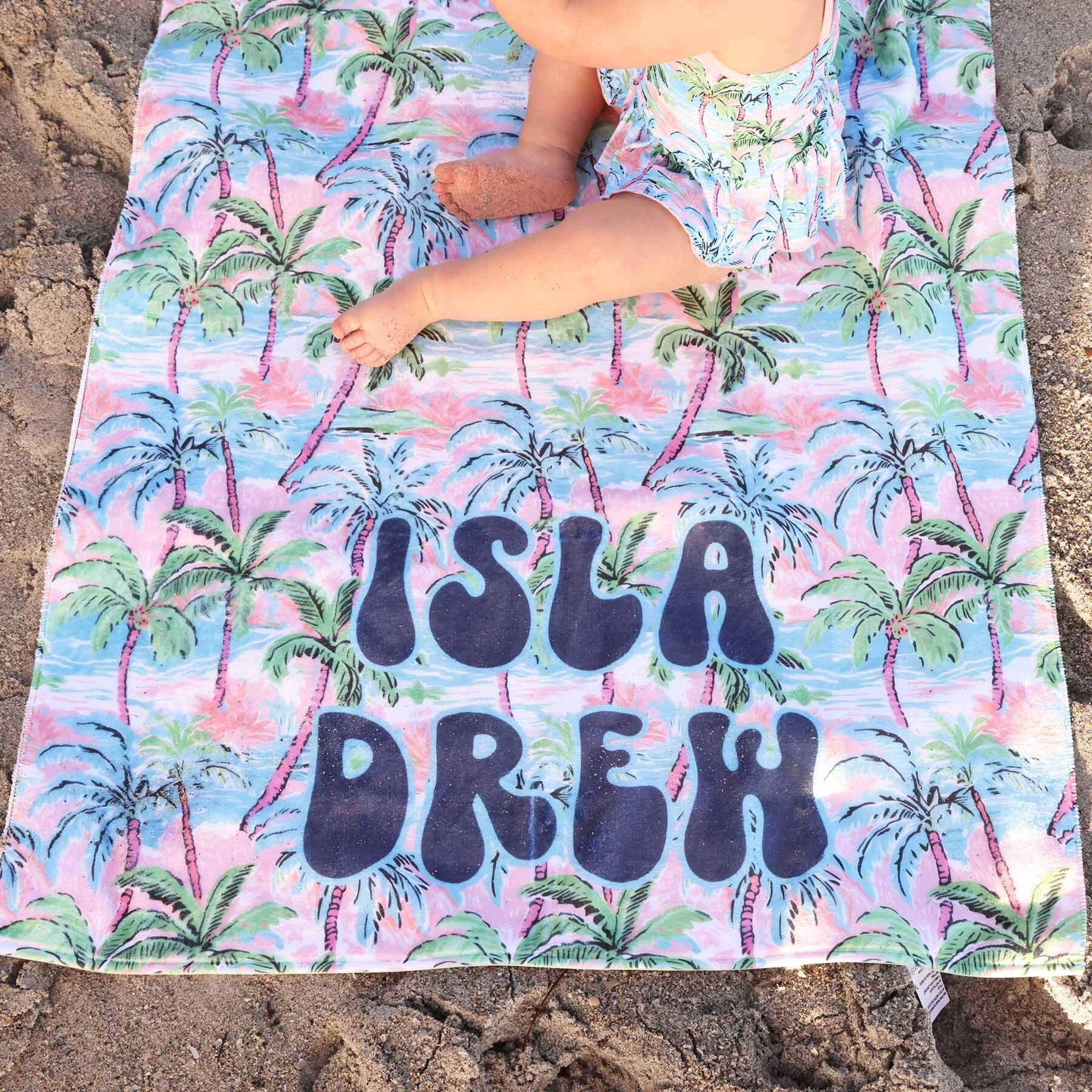 Pastel Palms Personalized Kids Beach Towel | Caden Lane