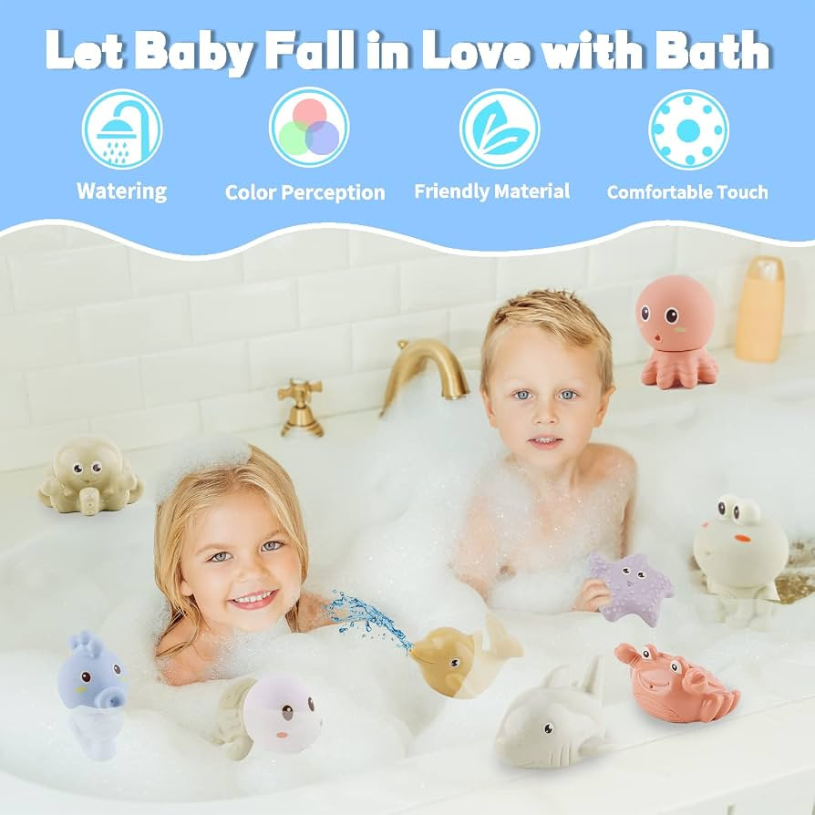 Mold Free Bath Toys for Infants 6-12 Months - 10PCS Bath Squirt Toys Silicone Ocean Animals Batht... | Amazon (US)