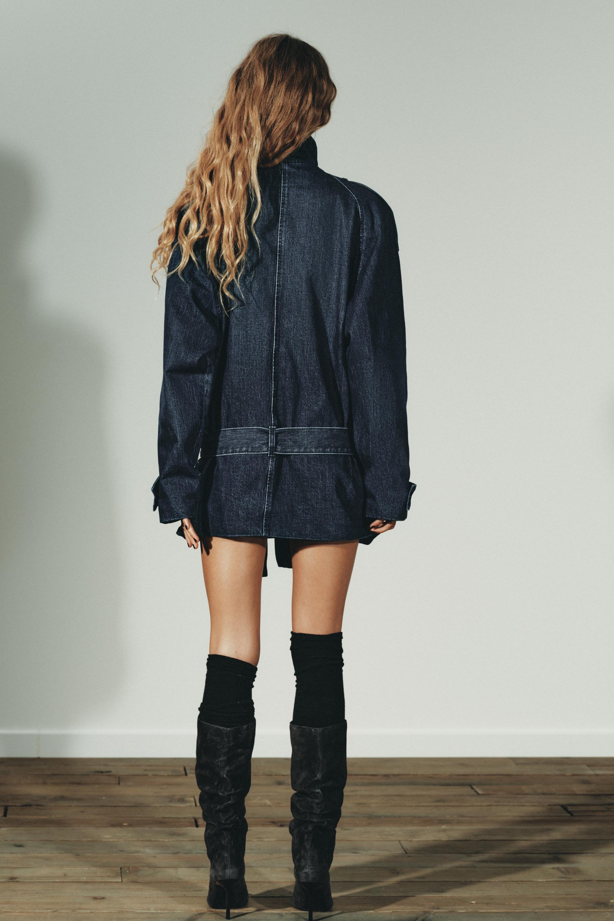 MIDI DENIM TRENCH COAT WITH BELT | Zara UK