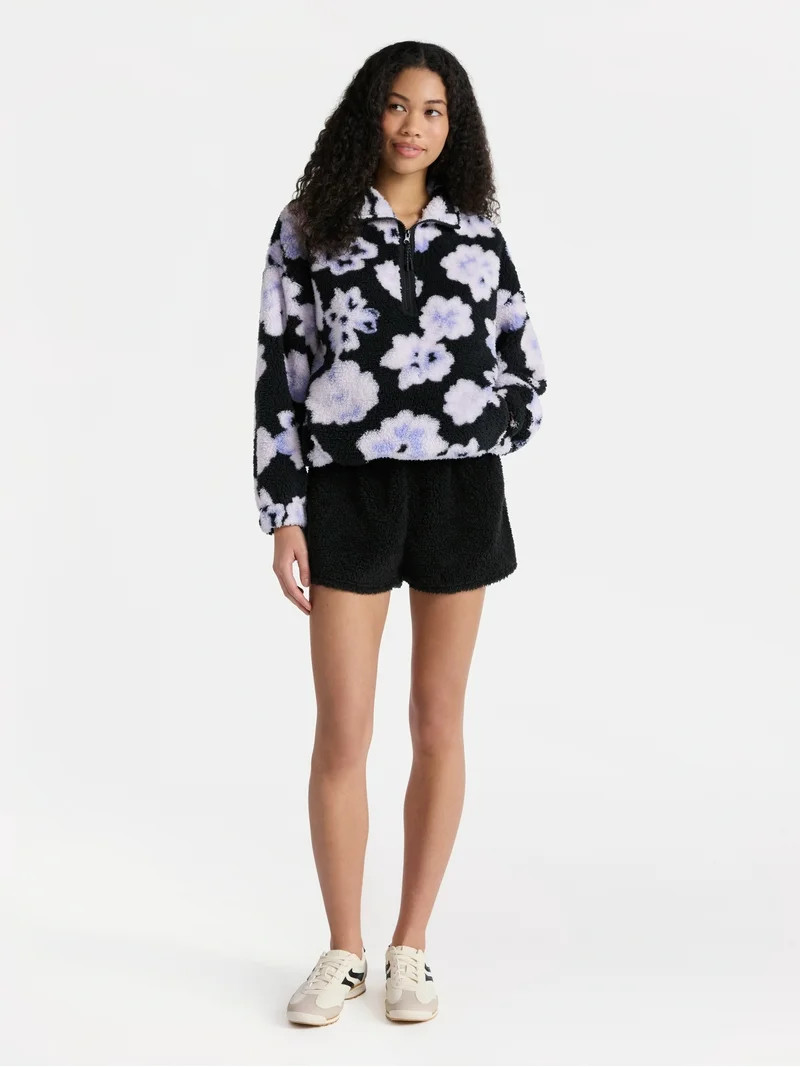 No Boundaries Plush Half-Zip Pullover, Women's - Walmart.com | Walmart (US)