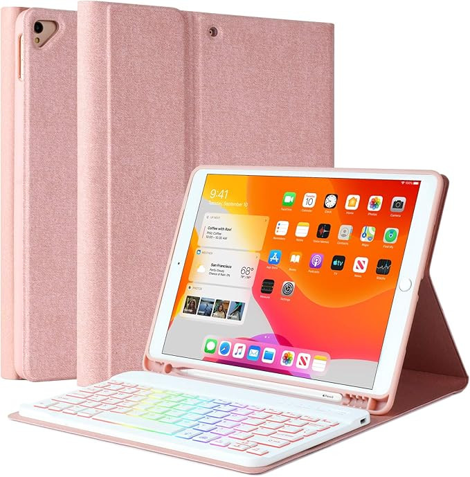 New iPad 9th Generation Keyboard Case 10.2" 2021/(8th Gen) 2020/(7th Gen) 2019,7 Colors Backlit K... | Amazon (US)