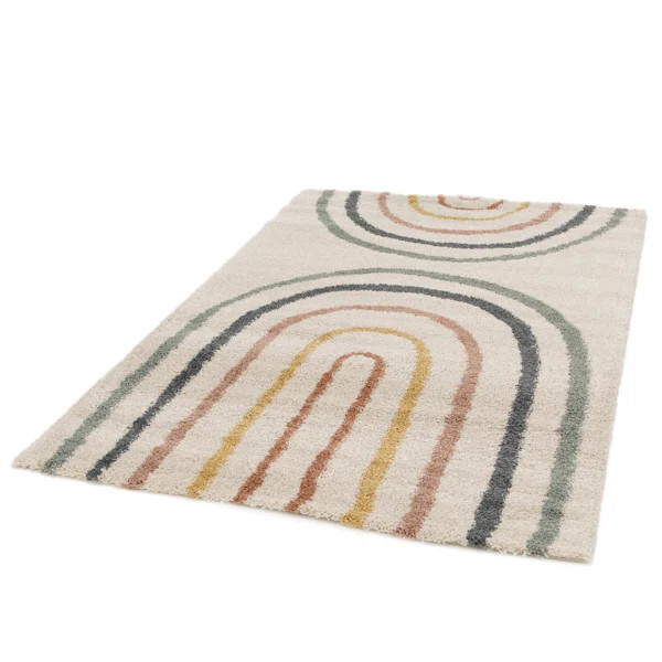 Koa Canipe Multicoloured Rainbow Machine Woven Beige Area Rug | Wayfair UK