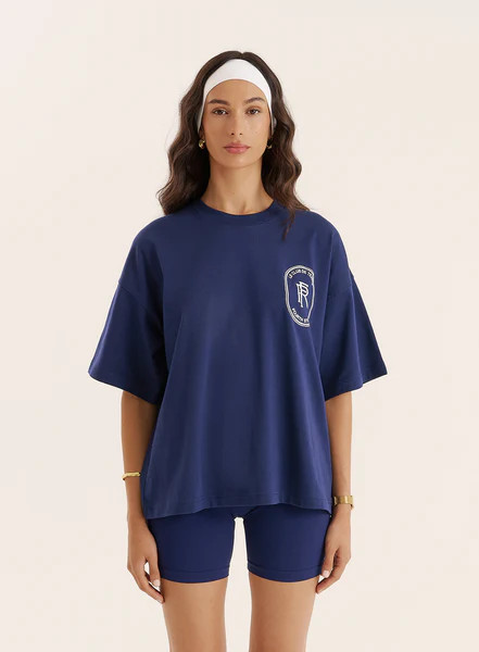 Navy Tennis Club Back Print T-Shirt- Lucia | 4th & Reckless
