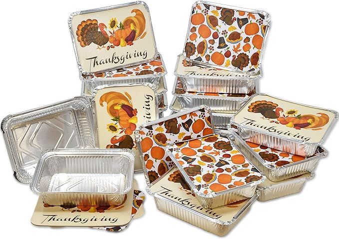 36 Thanksgiving Tin Foil Containers with Lid Covers For Cookies in 2 Holiday Harvest Designs Autu... | Amazon (US)