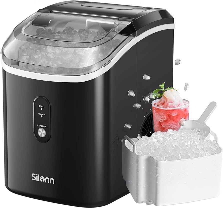Nugget Countertop Ice Maker, Silonn Chewable Pellet Ice Machine with Self-Cleaning Function, 33lb... | Amazon (US)