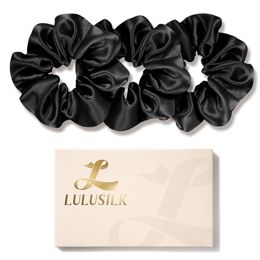 LULUSILK Silk Scrunchies for Hair Sleep, 100% Real Mulberry Silk, No Damage Silk Hair Ties for Wo... | Amazon (US)