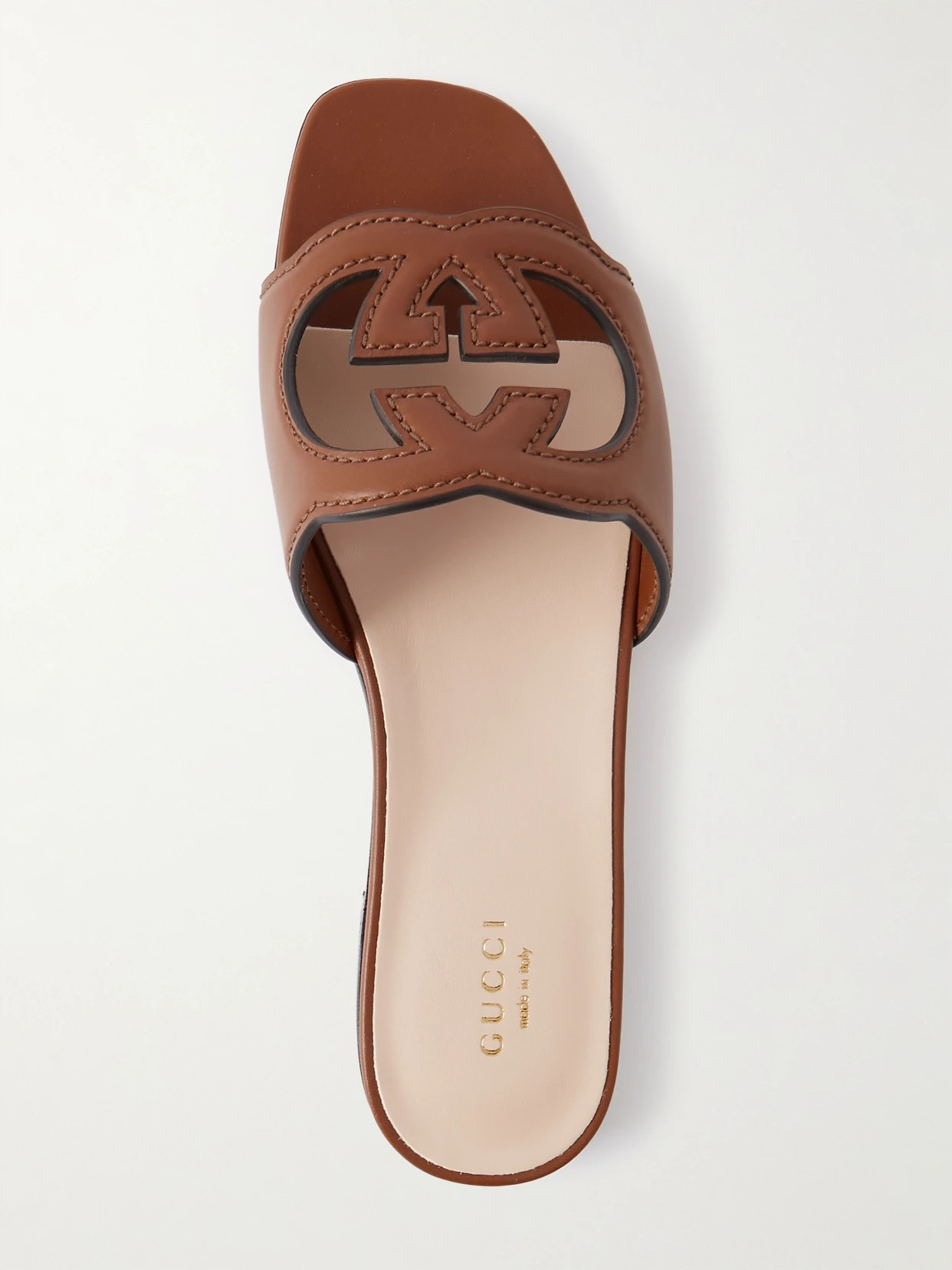 Gucci - Cutout Leather Slides - Brown | NET-A-PORTER (US)