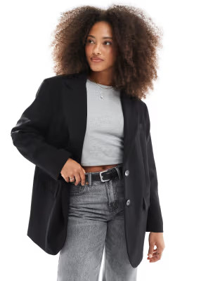 Stradivarius oversized blazer in black | ASOS | ASOS (Global)