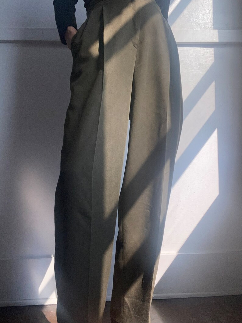 Vintage High Rise Deep Olive Green Trousers US 10 - Etsy | Etsy (US)