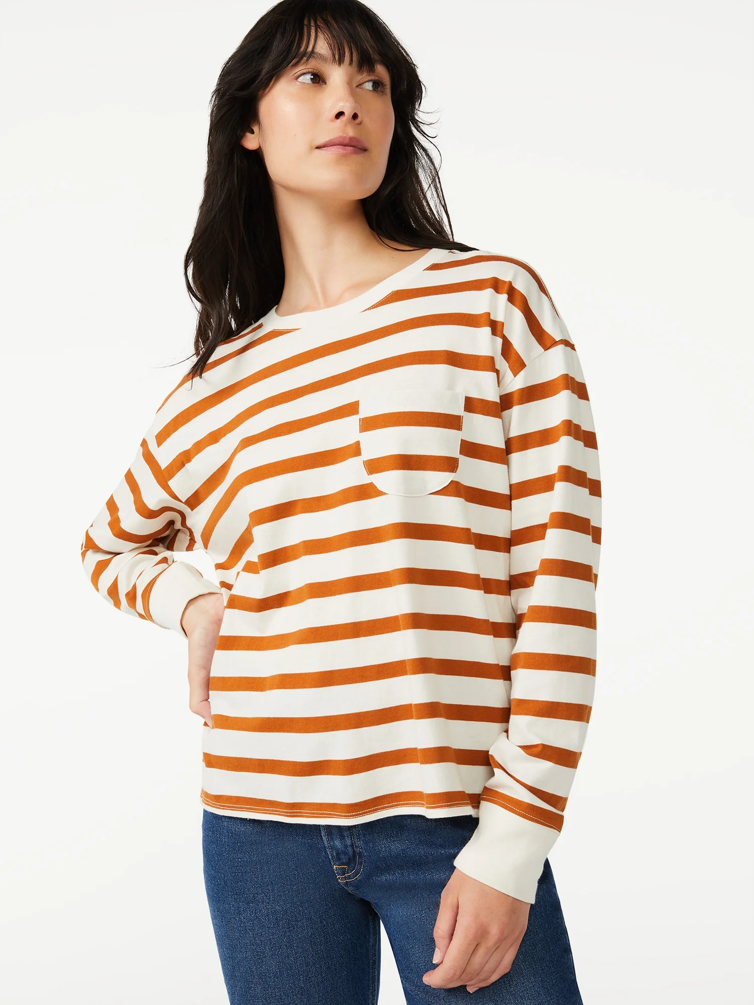 Free Assembly Women's Pocket T-Shirt with Long Sleeves | Walmart (US)