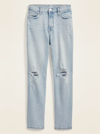 Extra High-Waisted Distressed Boyfriend Straight Jeans for Women | Old Navy (US)