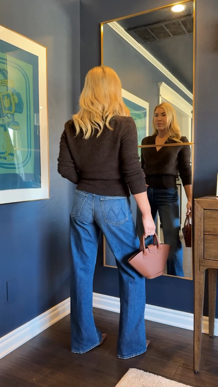 These are a cross between a barrel and wide leg jeans - as far as length I am 5’4 with long legs.

Mother jeans 
Wrap sweater 
Sweater
#ltkshoecrush
#ltkitbag

#LTKStyleTip 

#LTKFindsUnder100 

#LTKSeasonal