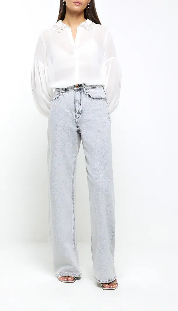 Embellished Collar Chiffon Shirt | Nordstrom