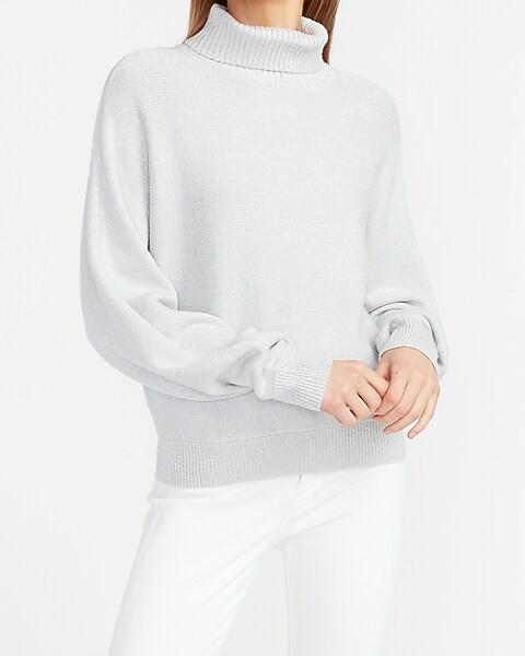 Metallic Dolman Sleeve Turtleneck Sweater | Express