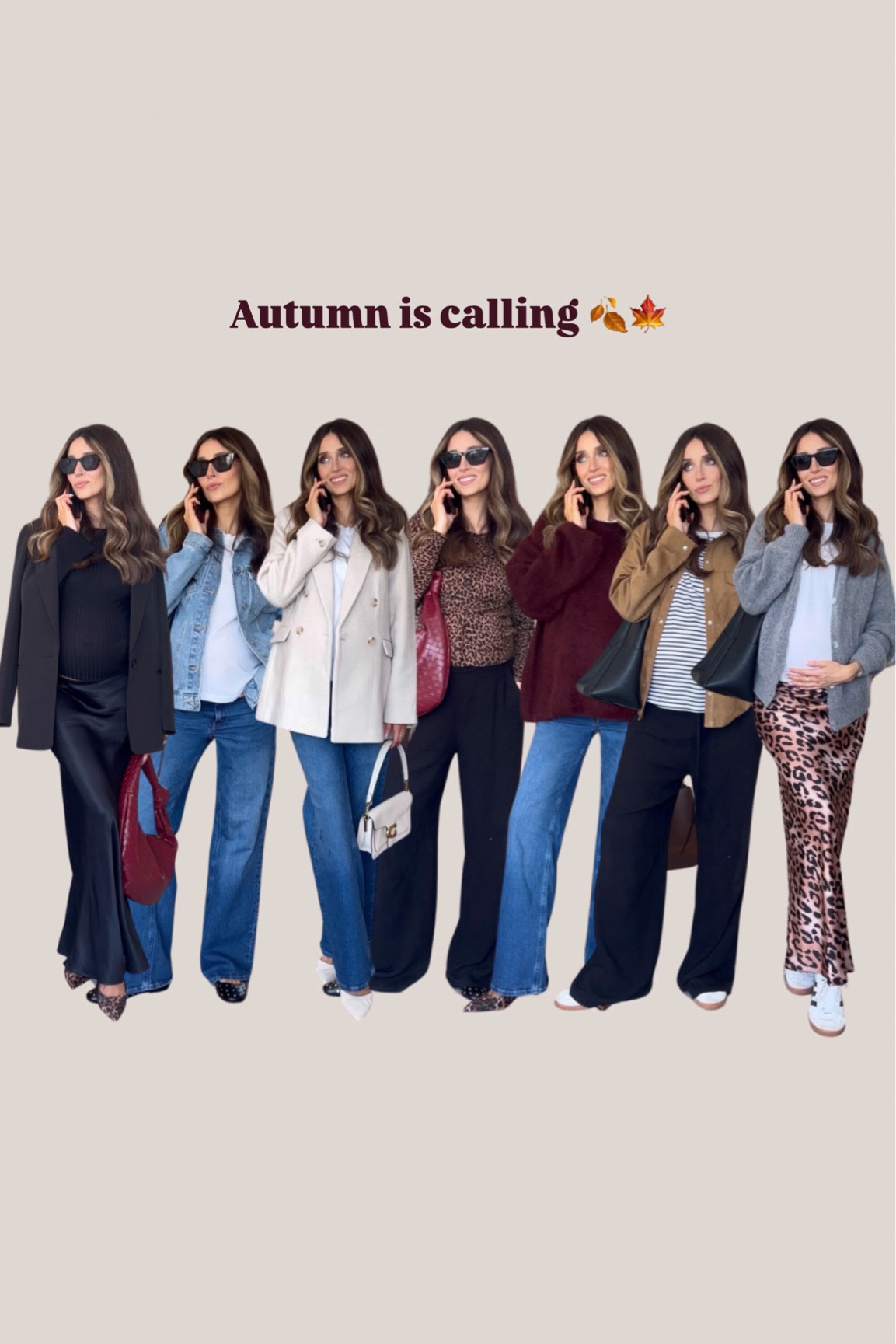 Autumn outfit roundup, transitional looks, burgundy bag, burgundy jumper, leopard print, double denim 🍁 Bump friendly, maternity outfits 🤰🏻 

#LTKuk #LTKmaternity #LTKautumn