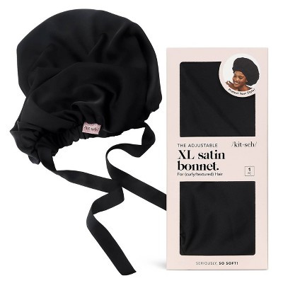 Kitsch Satin Sleep Hair Bonnet - Black | Target