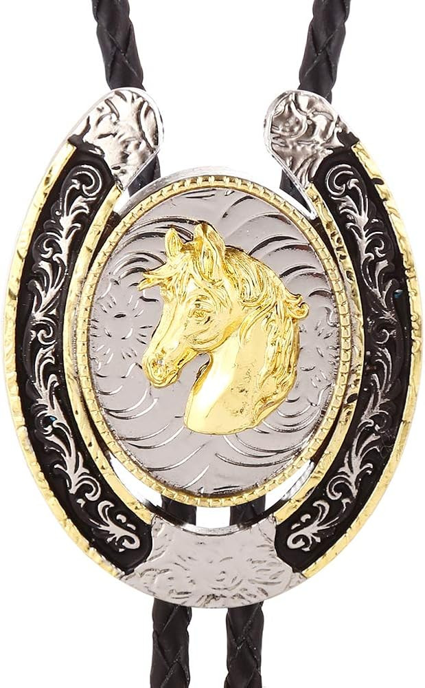 HUABOLA CALYN Bolo Tie for Men- Western Cowboy Native American Golden Horse Bolo Tie | Amazon (US)