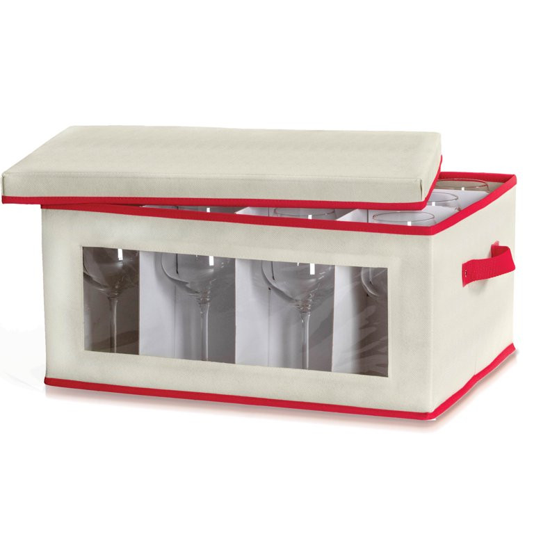 Holiday WineGlass Box With Dividers, Glasses Container Comes With Two Handles, 12 Slots, And Clea... | Walmart (US)