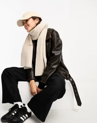 ASOS DESIGN knitted scarf in cream | ASOS (Global)
