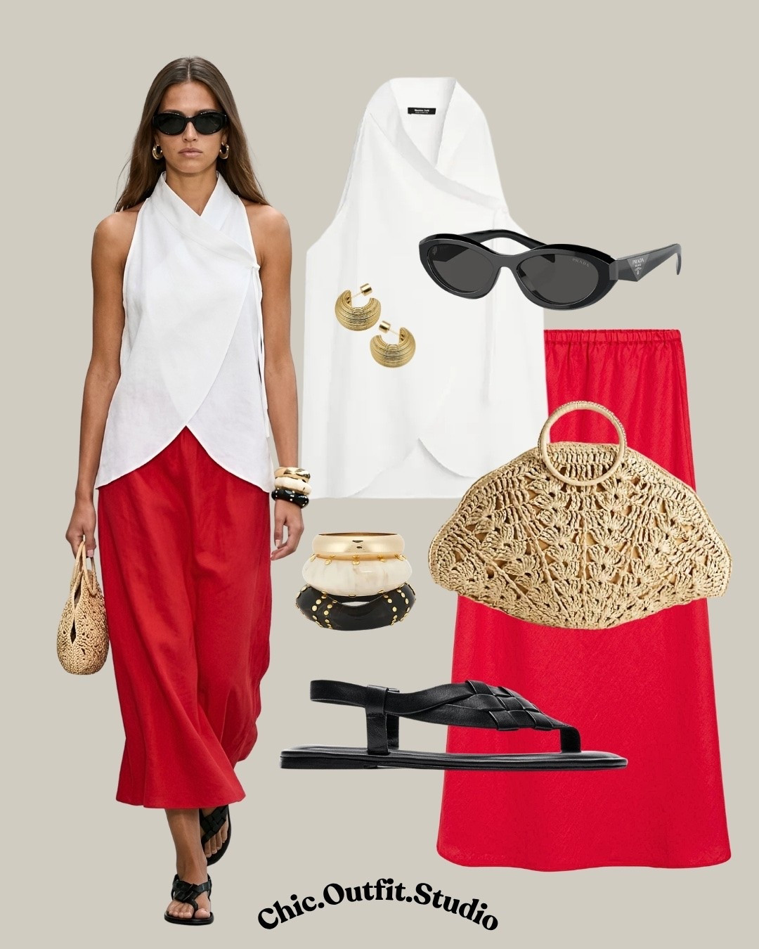 White Draped Halter & Red Flowy Skirt

✨This white draped halter top paired with a vibrant red flowy skirt creates a timeless summer statement look that feels elegant, feminine, and effortlessly chic. The lightweight breathable fabric and fluid silhouette make this outfit perfect for vacation dinners, summer parties, rooftop cocktails, or warm evenings by the coast. Styled with woven accessories and minimal sandals for a polished European-inspired aesthetic that always feels elevated in summer.

✨Tags: white halter top outfit, red summer skirt outfit, elegant vacation outfit women, flowy skirt summer look, European chic style, classy resort wear, feminine summer fashion, elevated casual elegance, sophisticated warm weather outfit, woven bag outfit, timeless summer style, minimalist luxury fashion, summer dinner outfit women, polished feminine look, effortless elegant outfit

#LTKsummer #LTKdatenight #LTKbag