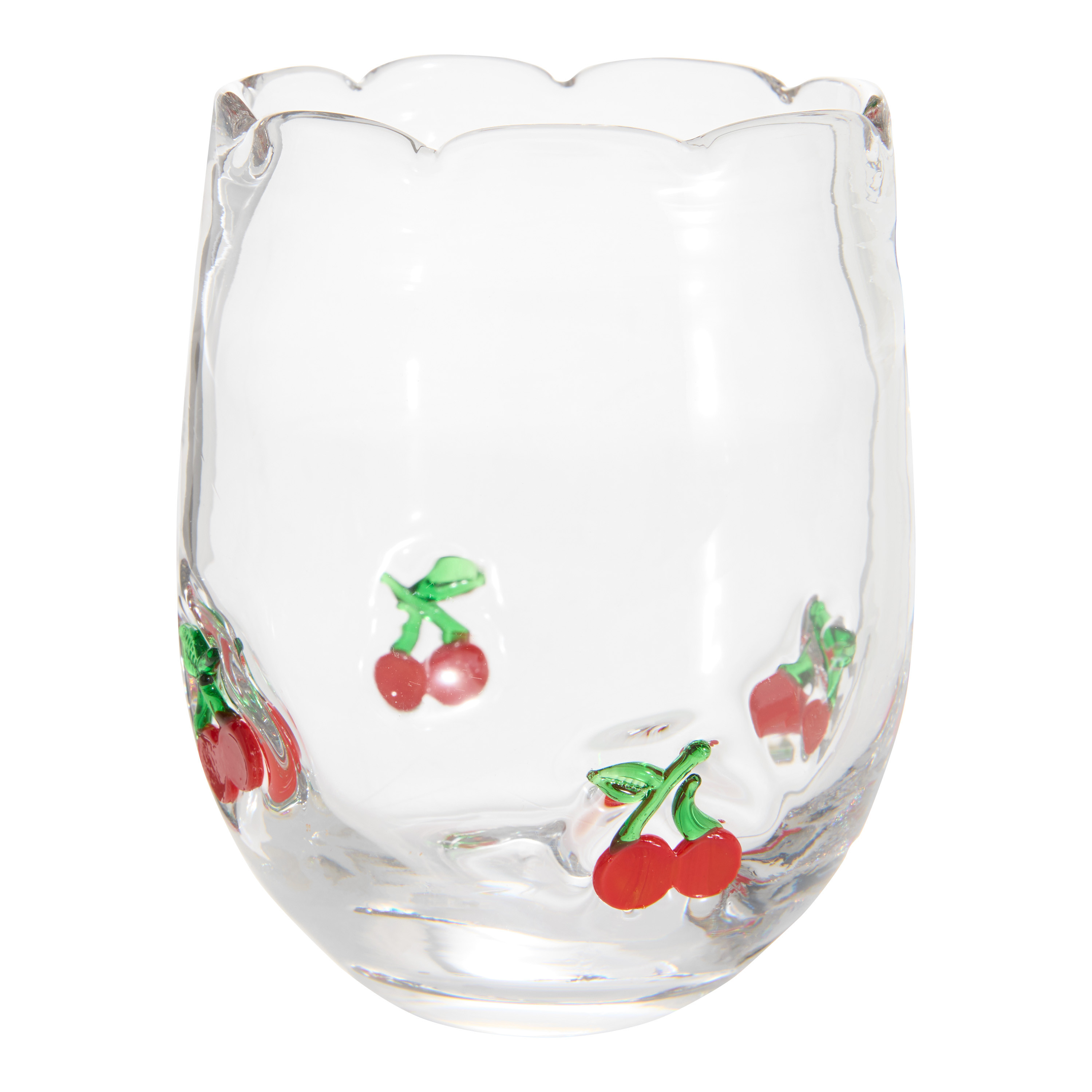 Charm Inlay Scallop Stemless Wine Glass | World Market