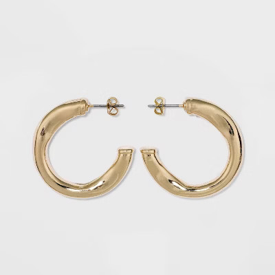 Wavy Hoop Earrings - A New Day™ Gold: Nickel-Free Metal, Zinc, Post Closure | Target