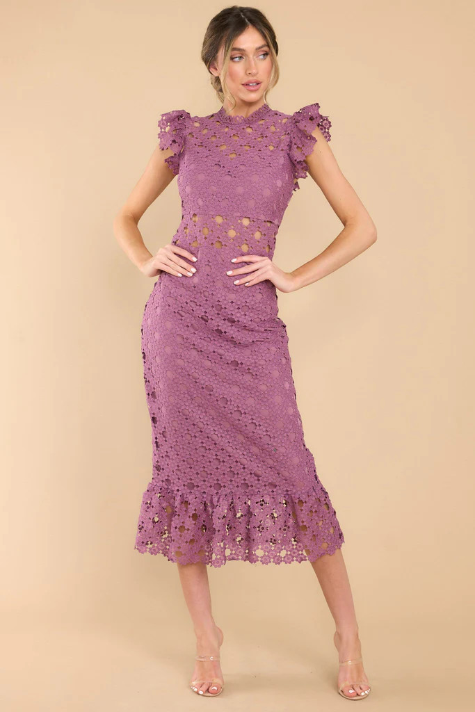 Love's High Hopes Plum Crochet Midi Dress | Red Dress 