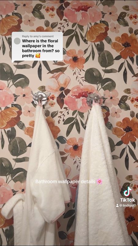 Peel and stick wallpaper that makes my bathroom feel like luxurious hotel every time I step in it 🩷🌸✨