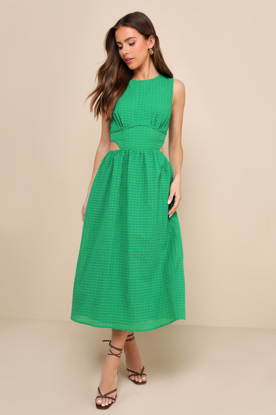 Charm and Confidence Green Cutout Midi Dress With Pockets | Lulus