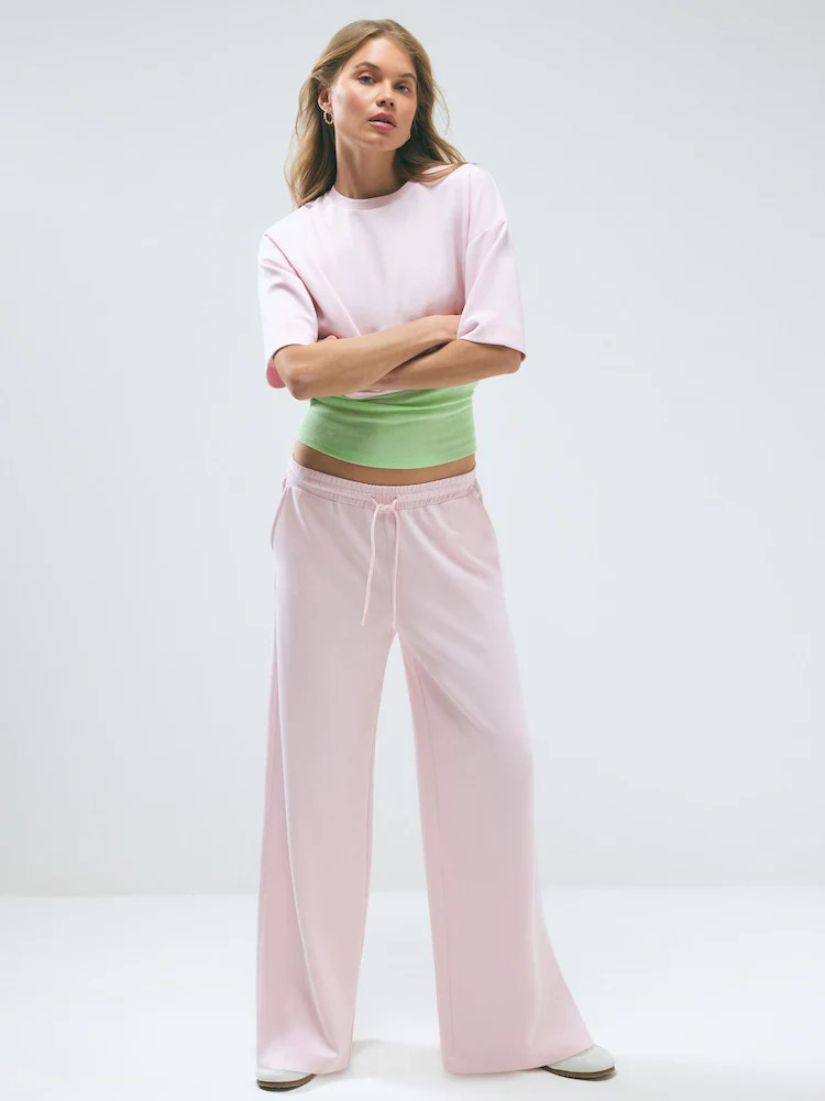 Buy River Island Pink Premium Wide Leg Joggers from Next Belgium | Next EU